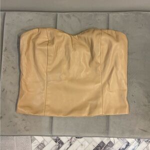 Tan Leather Strapless Top
